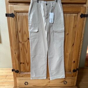 Zara Pants Straight Fit Cargo Khakis Mid-Ecru NWT Women's Size‎ 2